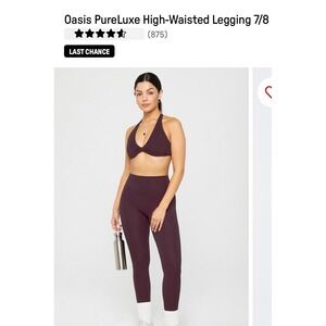 Fabletics MEDIUM Leggings 7/8 length LARGE Sports Bra Oxblood Purple Athletic